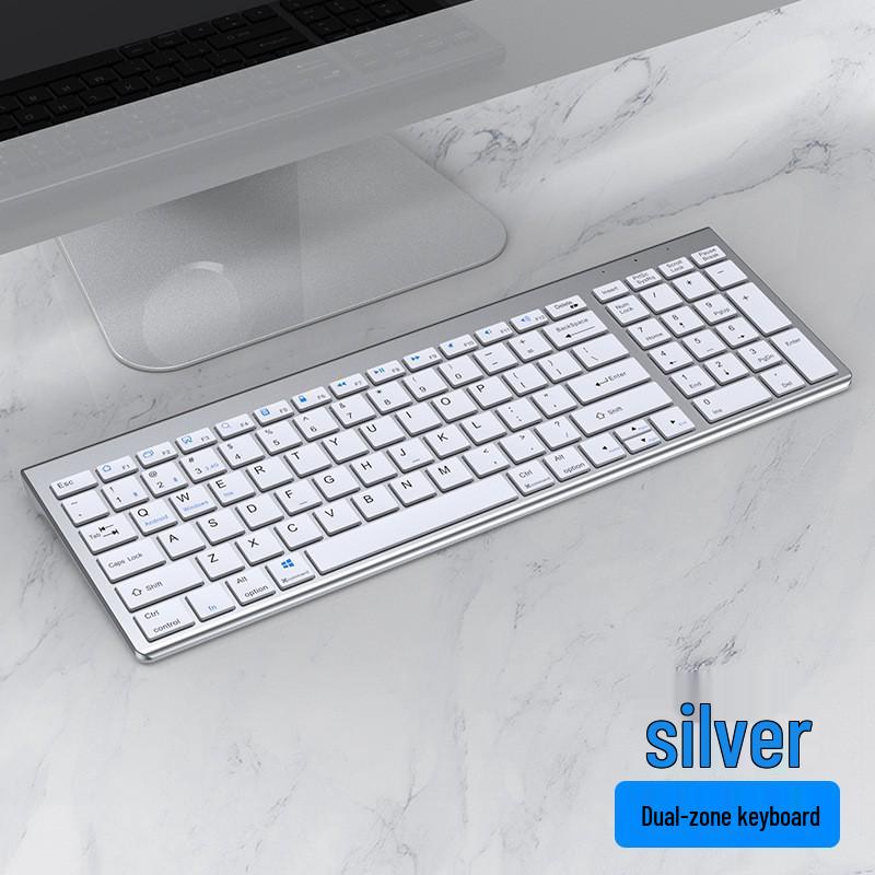 Rechargeable Silent Wireless Bluetooth Keyboard & Mouse Set for iPad, Laptop, and Desktop.