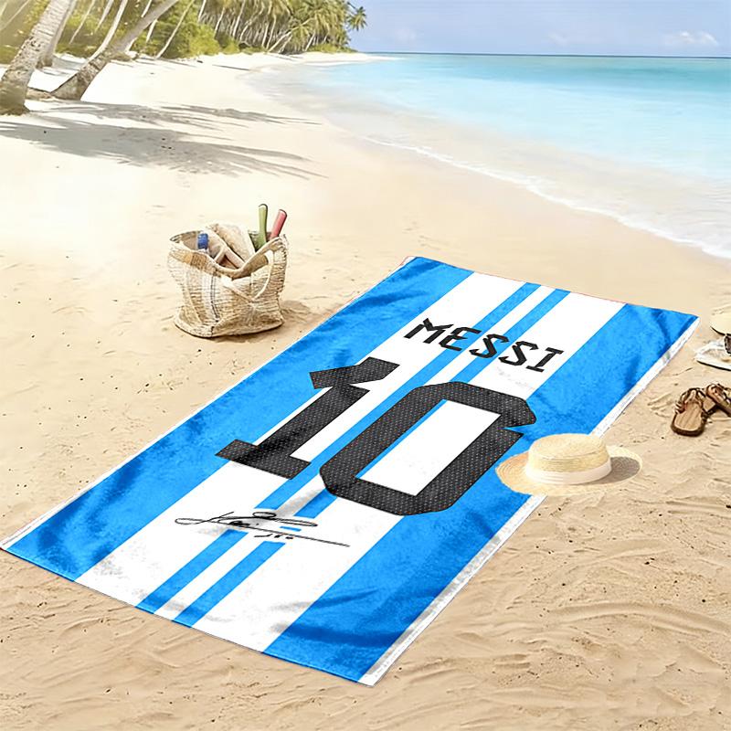 Asciugamano da Spiaggia con Stampa di Lionel Messi, Asciugamano Grande Morbido ad Asciugatura Rapida per Spiaggia Campeggio Nuoto