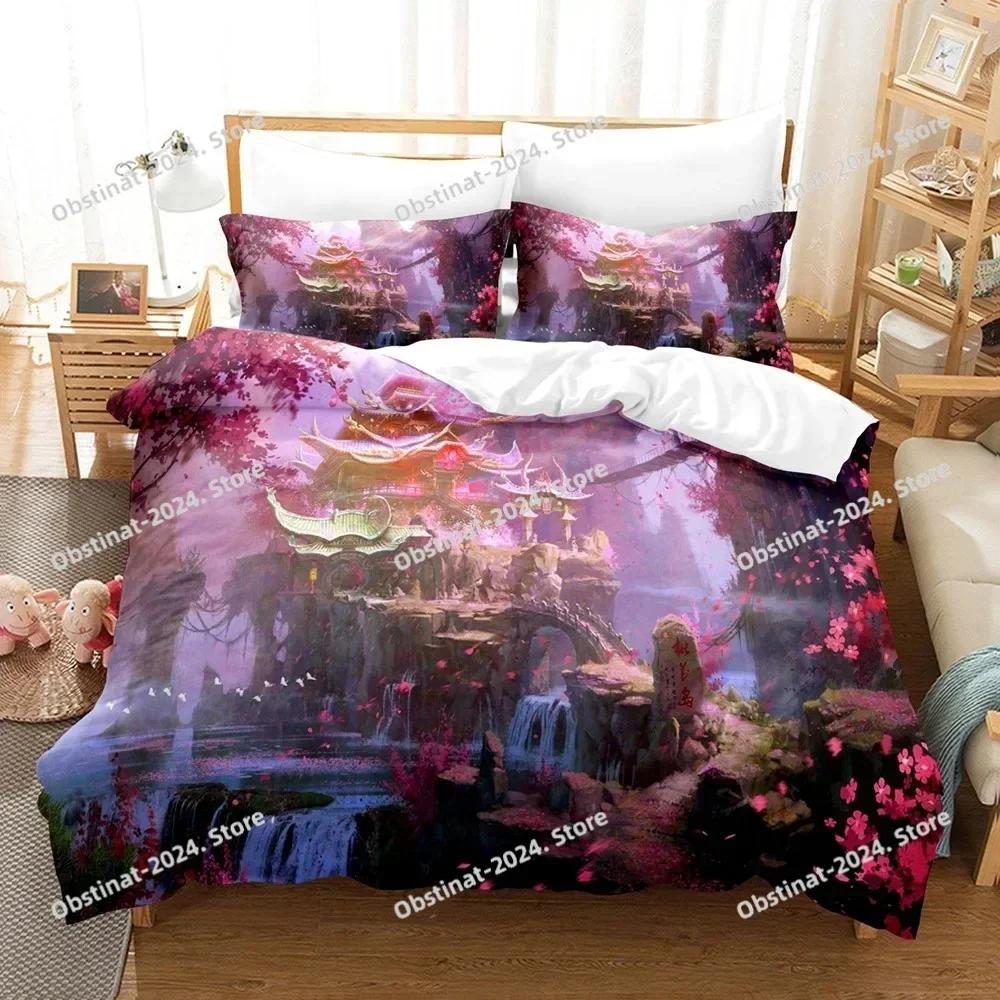Fantasy Hexe Drache Llien Welt Bedrucktes Bettwäsche-Set Bettbezug Kissenbezug Bettwäsche-Set Bettwäsche Laken Deckenbezug Full King Size