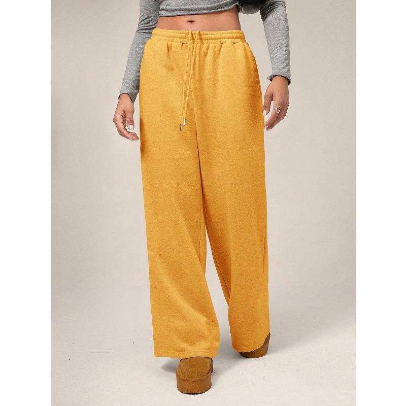 Autumn Winter High Waisted Thick Drawstring Pants Women Loose and Casual Sports Warm Pants Commuting Style