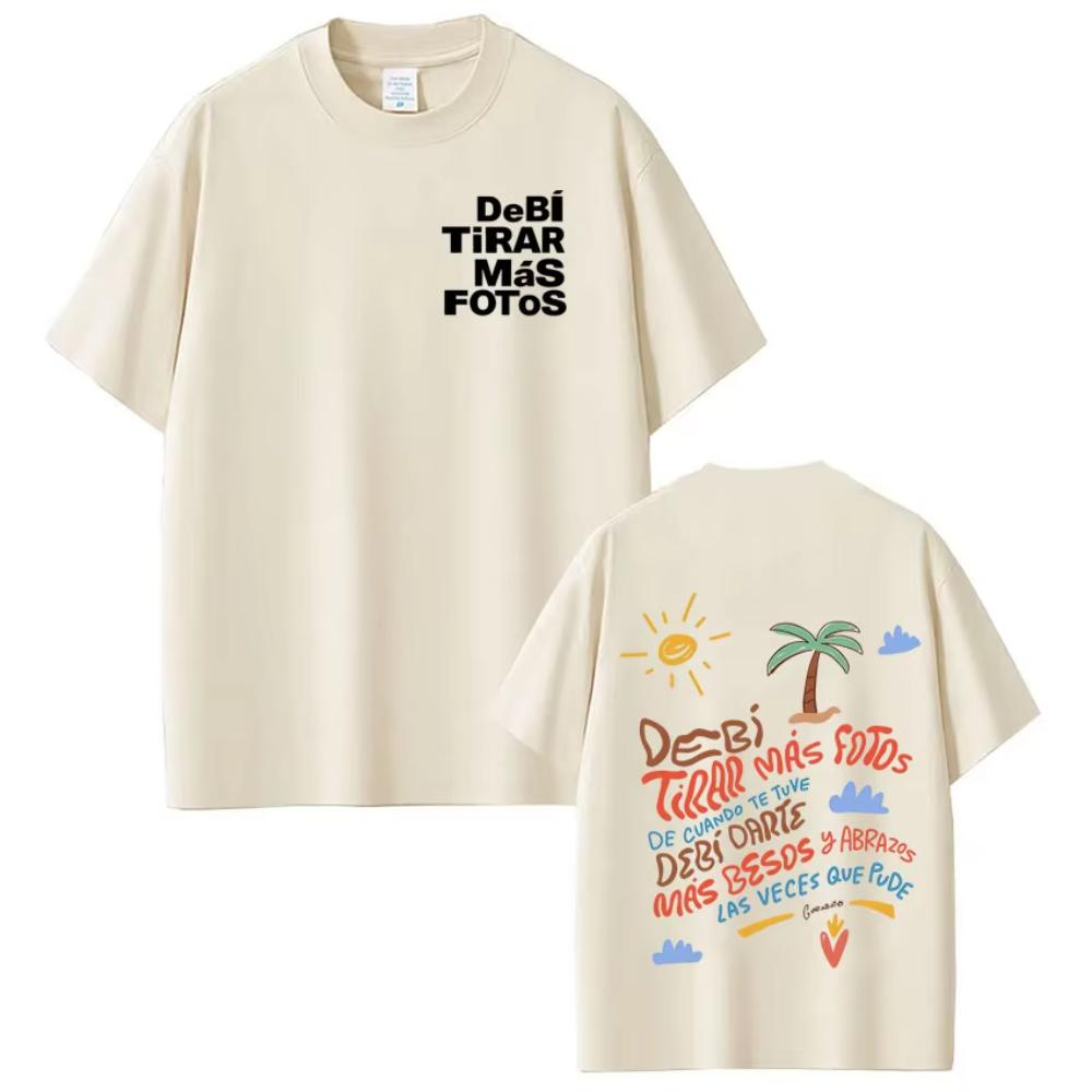 Washed Vintage T Shirt Exclusive NO.1 Rapper Bad Bunny Debi Tirar Mas Fotos DTMF T-shirts Mannen Vrouwen Kleding Mode Hip Hop Korte Mouw Oversized T-shirt M