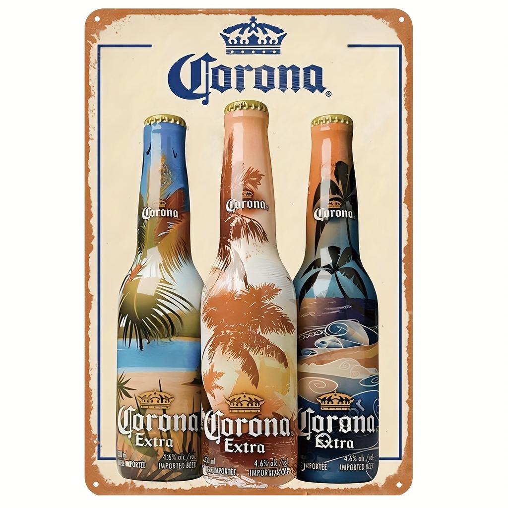 Corona Beer Vintage Metal Aluminum Sign Plaque Metal Weather Resistant Wall Art for Home Bar Cafe Garden Farmhouse Decor