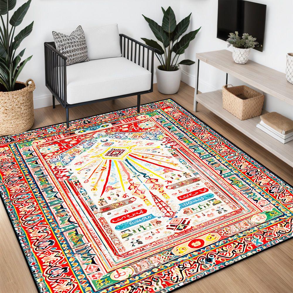 Bohemian Big Size Retro Live Room Rug Soft Washable Room Decoration Bedroom Bedend Carpet Customizable Sofa Table Mat Flannel
