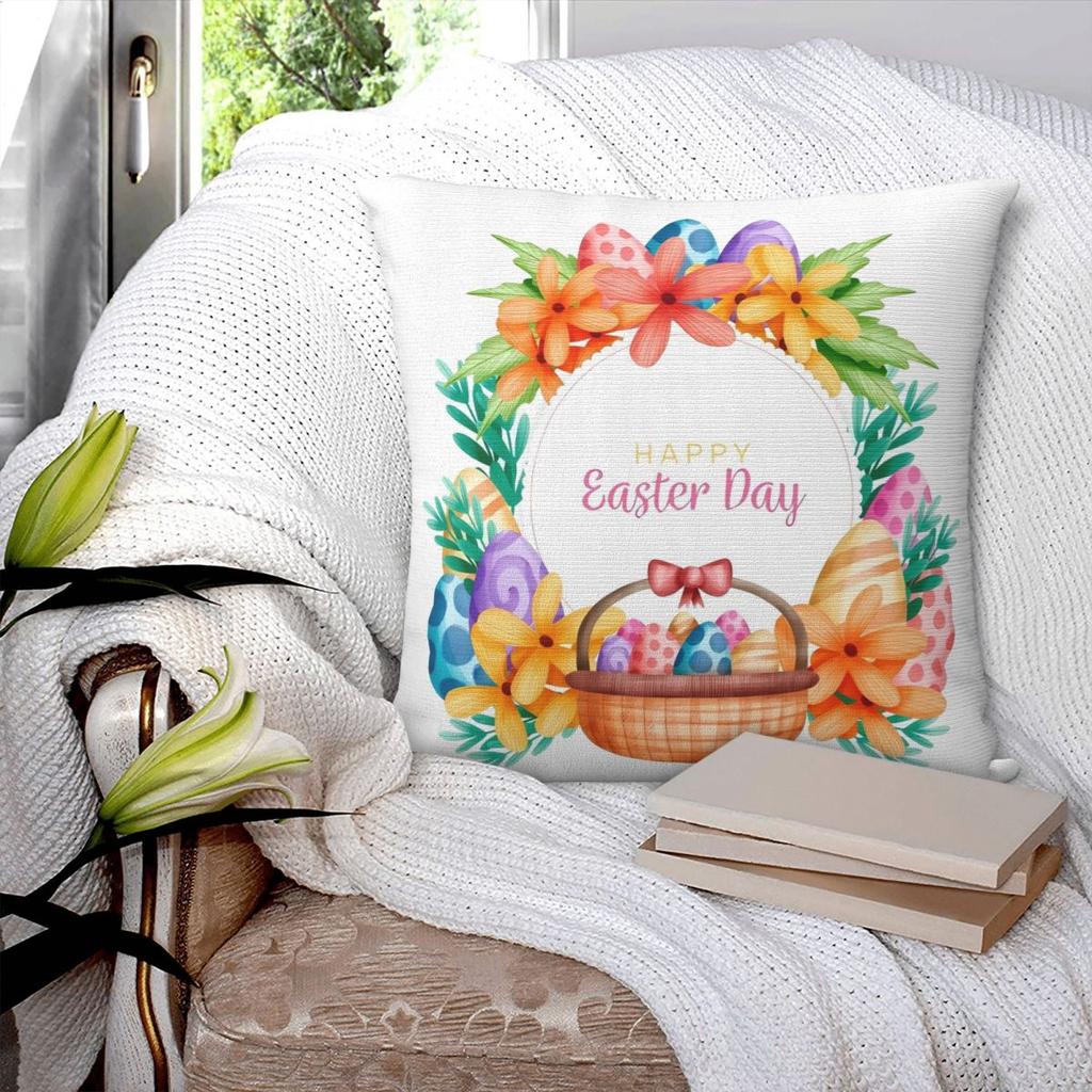 Pillow Cover Happy Easter Day Pattern Cushion Cover Egg Kawaii Pillow Case For Wedding Party Home Decor Pillowcases
