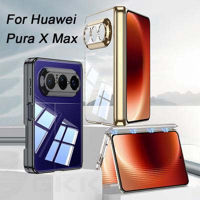 Luxury Plating Clear Soft Case For Huawei Pura X Max Magnetic Phone Hinge Protective Only Back Cover For Huawei Pura X Max Case