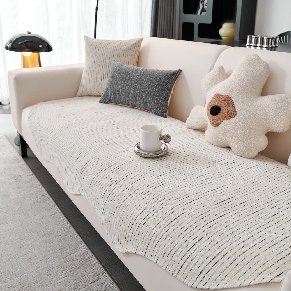 Threaded Chenille Special-Shaped Sofa Cushion, Universal In All Seasons, Anti-Cat Scratching Leather Sofa Cover, Living Room Non-Slip Cover Cloth Towe