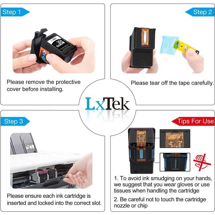 304XL Cartouches d'encre Remanufacturées LXTEX 2 Pack Remplacement Compatible HP 304/304XL Compatible HP Envy 5010 5020 5030 5032