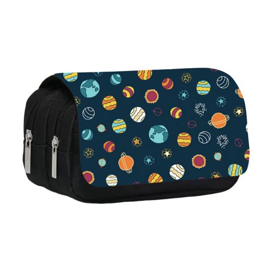 Pencil Case High Capacity Waterproof Double-layer Cartoon Flip Starry Sky Astronaut Pen Bag School