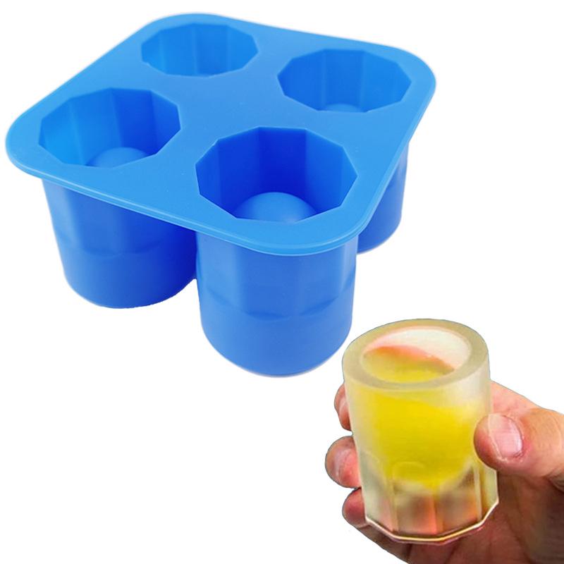 Silicone 4-Hole Ice Cube Tray for Whiskey and Summer Drinks
