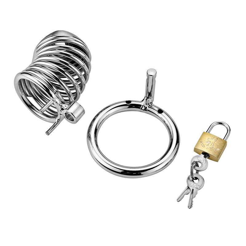 Runyu Metal Stainless Steel Chastity Lock Penis Spiral Collars Confinement Male Private Parts Confinement Restriction SM Sextoy