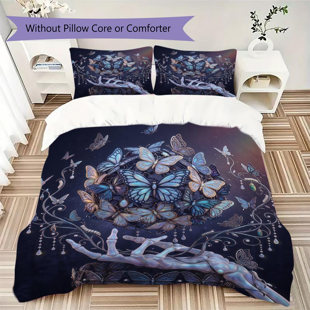 Classic White Rose Pattern Bedding Uilt Set Uilt Cover Pillowcase Home Decoration Birthday Gift (1 * Duvet Cover + 2 * Pillowcase Without Core)