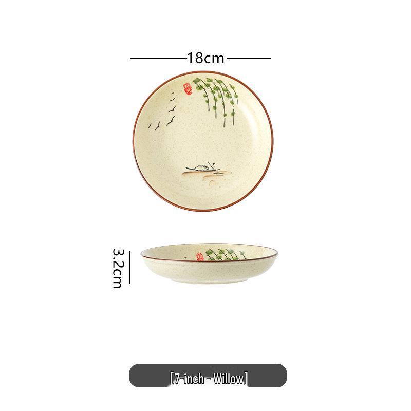 Retro Chinesisches Keramik-Ess- und Suppenteller-Set