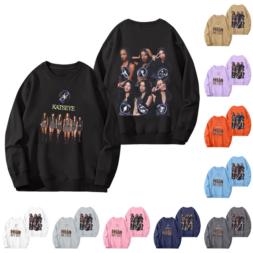 Women's Fashion Long Sleeve Print Round Neck Loose Pullover Sweater Top