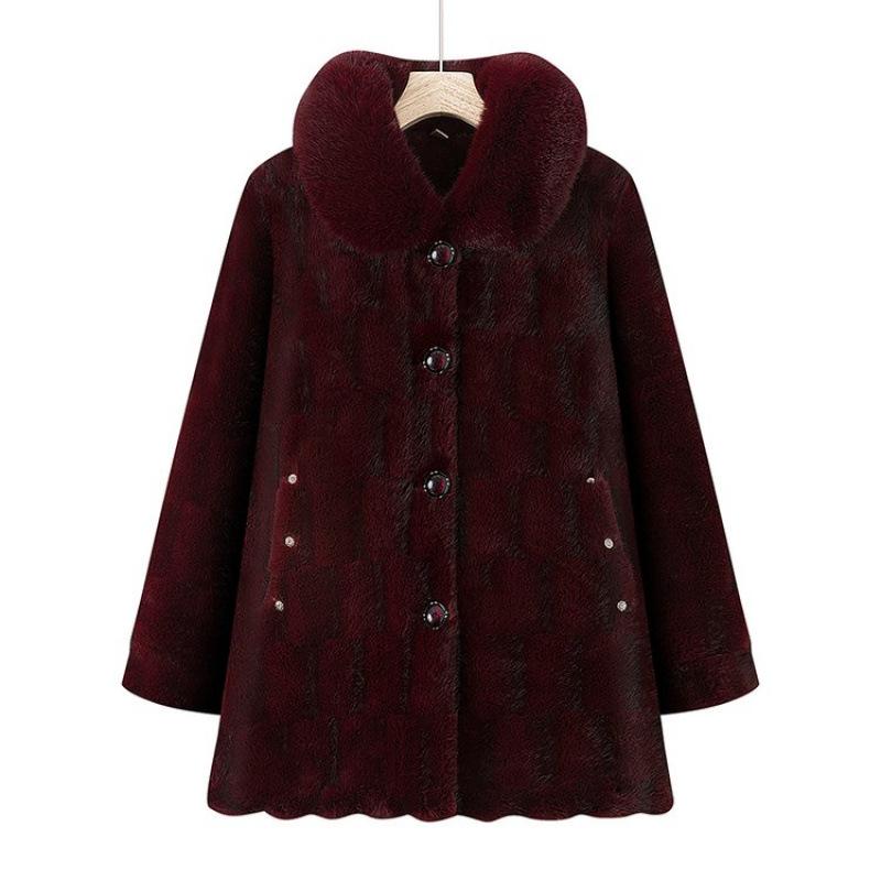 Wife Winter Cotton-padded Coat with Velvet To Keep Warm, New Imitation Fur Coat, Old Thick Coat