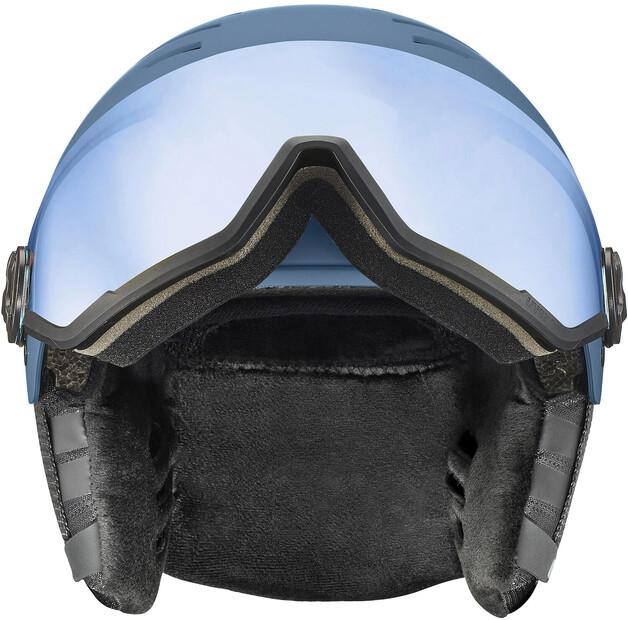 Горнолыжный шлем uvex Wanted Visor stone matt синий