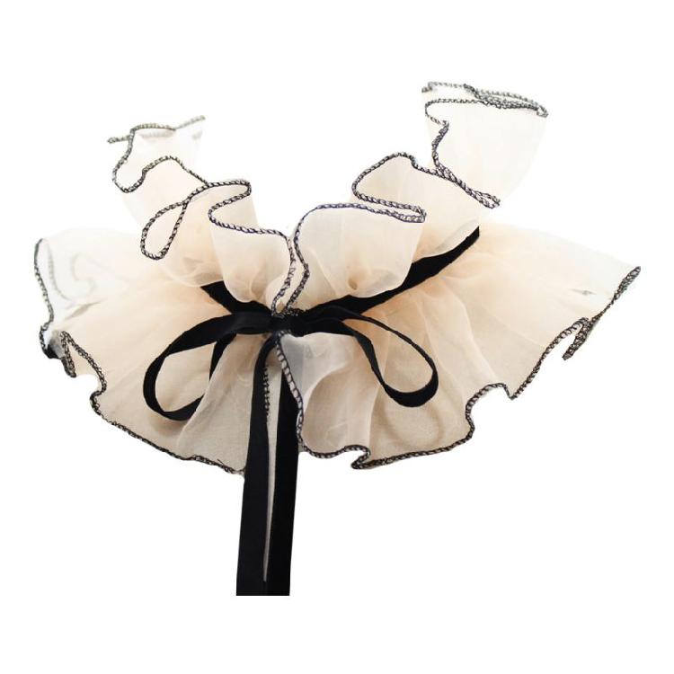 Adjustable Tie Ruffled Collar Organza For Victorian Age Costumes and Cosplay Halloween Accessory Collar