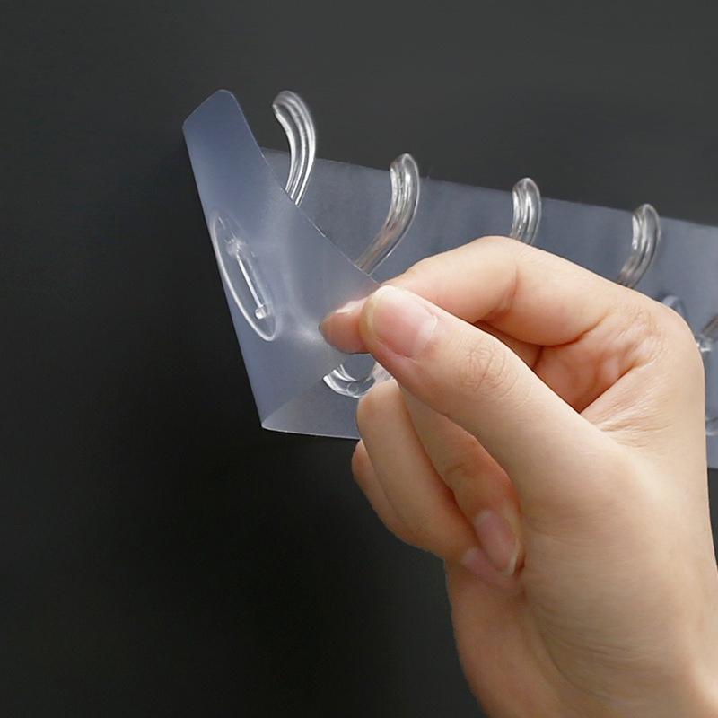 Transparent Row Hook, Six-link Strong Adhesive, No Trace, No Need for Drilling, Door Rear Adhesive Hook