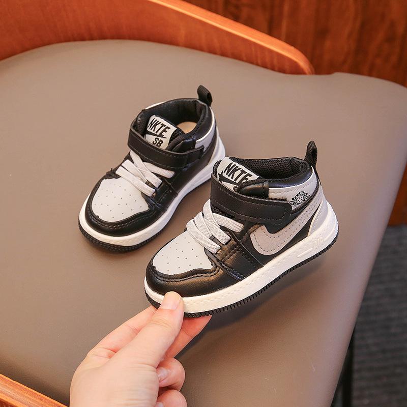 Boys' mid-top sneakers Spring and Autumn new children's shadow gray single shoes children's baby board shoes girls' shoes