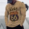 2026 Men's T-shirts Long Sleeve 3d Print Top Casual Cotton Vintage T Shirt Vintage Route 66 Tee Loose Sports O-neck Clothing 5xl