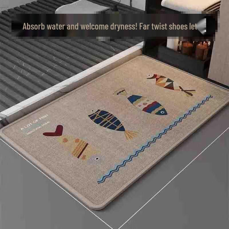 Nordic Linen Absorbent Non-Slip Bathroom Mat 50x80cm