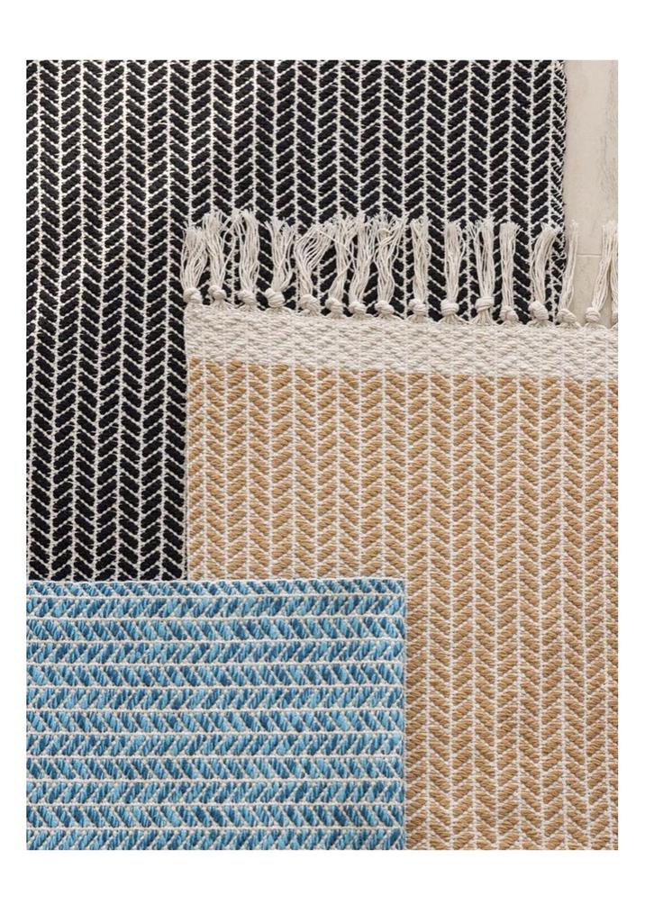 Handwoven Cotton Fishbone Pattern Floor Mat, Machine Washable, Long Strip Design for Bedside or Cloakroom