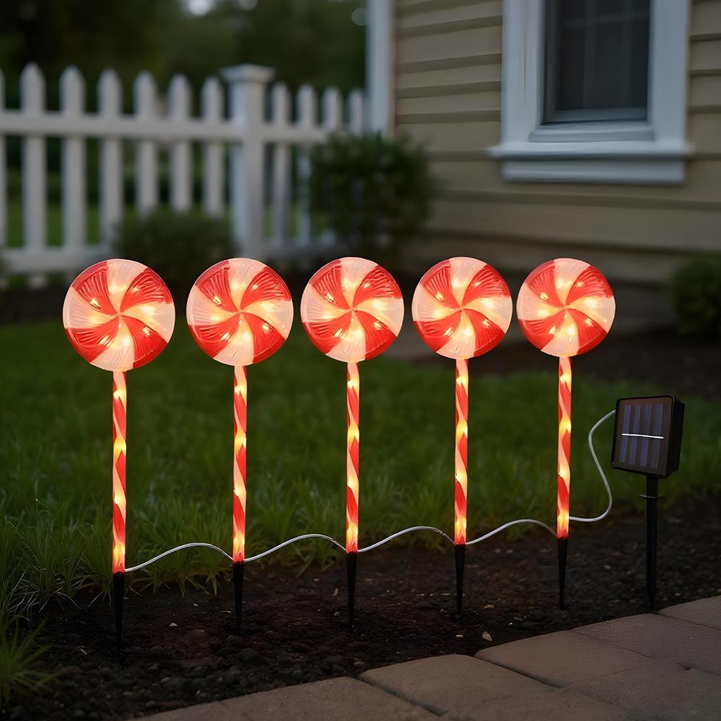 Solar Candy Cane Lights 8-Mode 1200mAh Waterproof Solar Candy Cane Lights Christmas Decor for Pathway Patio Yard Backyard Porch