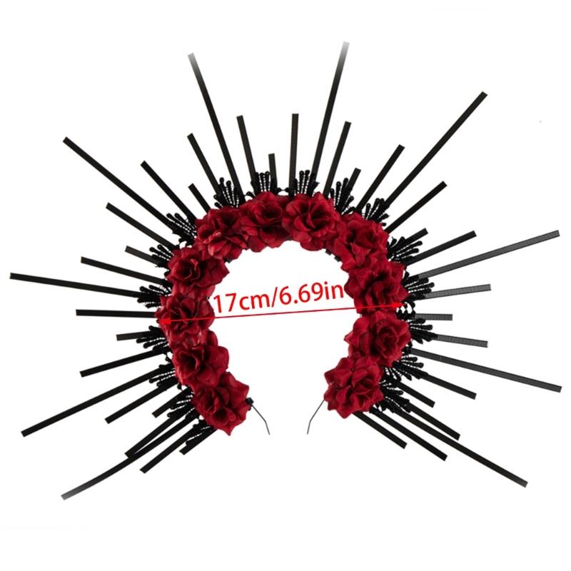 Rose Floral Crown Hair Tiaras Spiked Headbands Bride Flower Crown Halloween