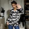 Women's Casual Fashion Sexy Comfort Halloween Printed V-Neck Button Long Sleeve