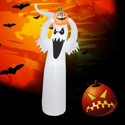 1 8m Glowing White Ghost Holding Pumpkin Halloween Inflatable Decoration DIY Party Prop