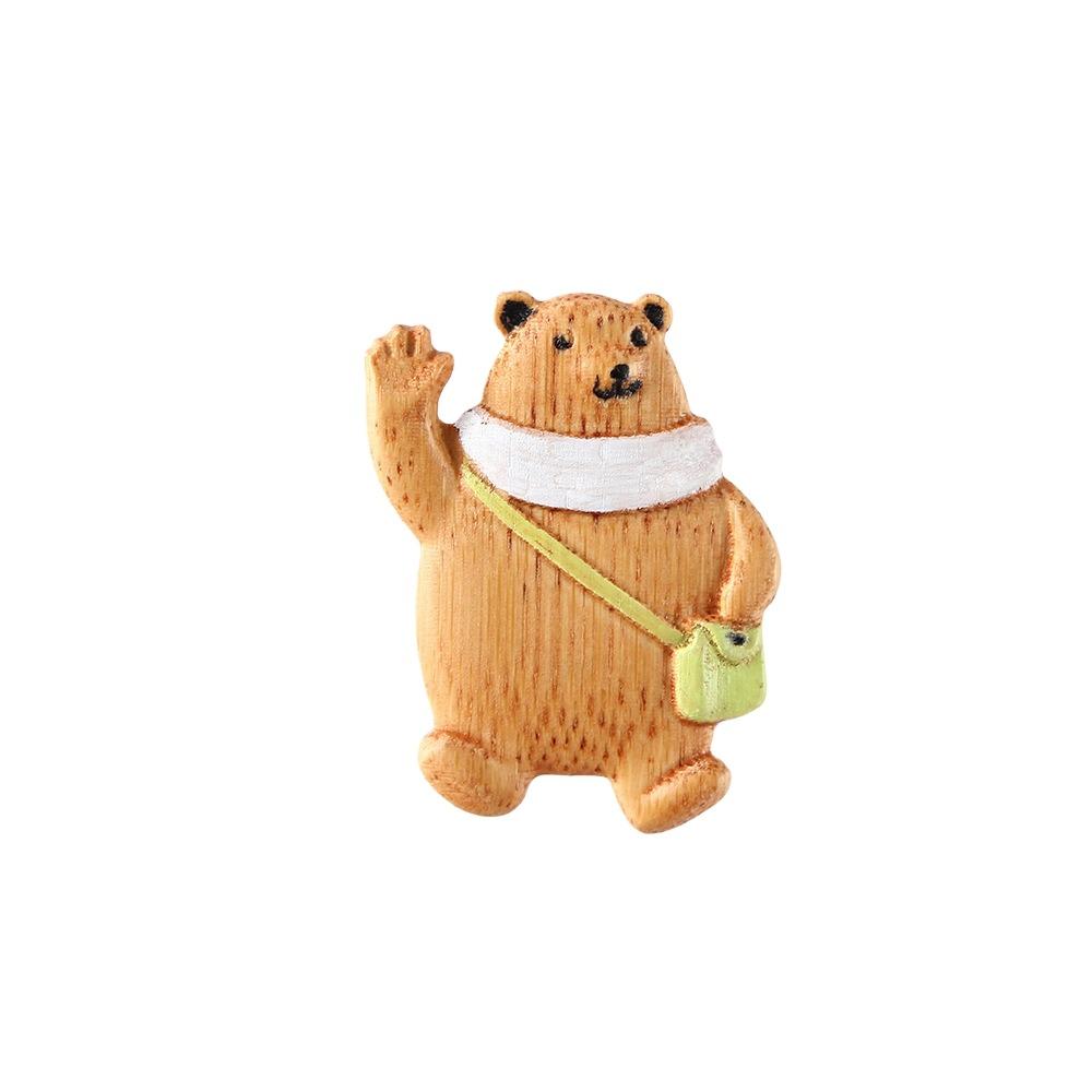 Guitar Bear Animal Pin Scarf Bear Badge Exquisite Sweater Wooden Brooch Party