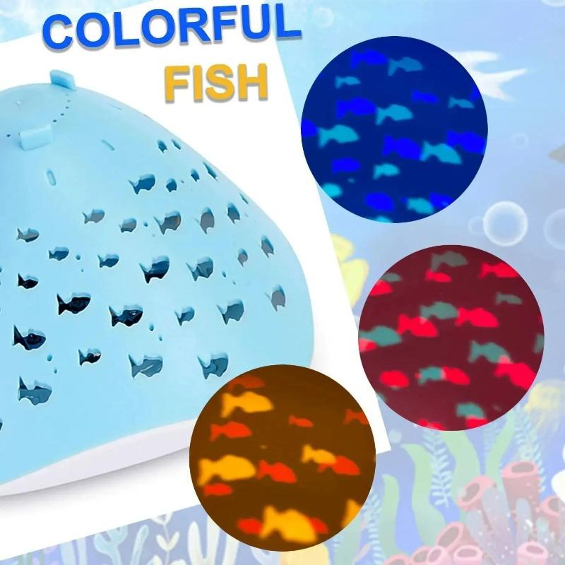 Fish Pattern Swimming Pool Fountain Projector Light Battery Operated Submersible LED Light for Pond Bathtub Hot Tub Spa Kids Gift Party Decor