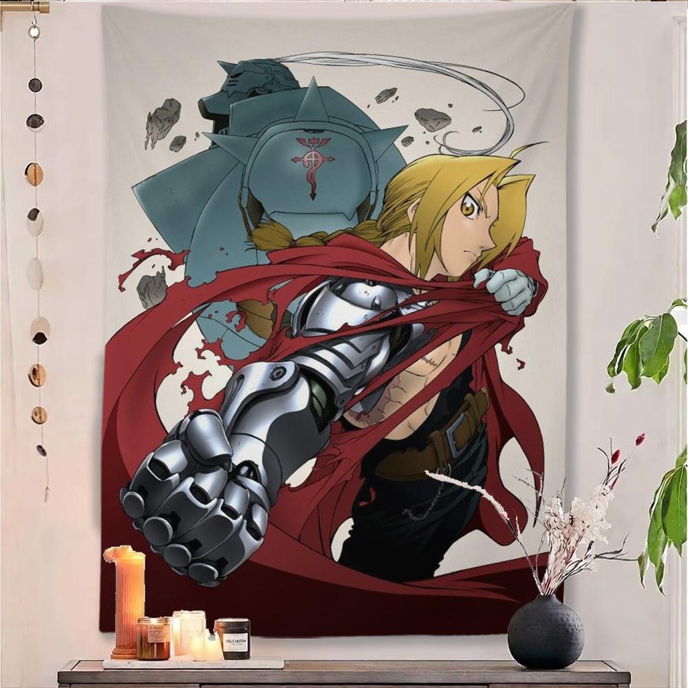 Fullmetal Alchemist Anime Tapestry All Characters Group Print Wall Hanging Background Cloth Bedroom Dorm Decor