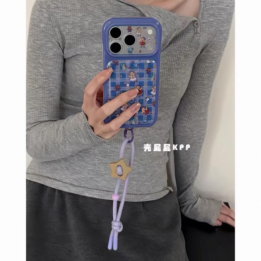 Glitter cute floral skirt girl for iPhone17promax Apple 16 Pro phone case 15 lanyard