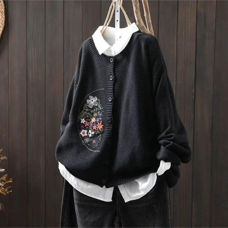 Gensere Kåpe Cardigan for Kvinner Høst Vinter Stor Størrelse Vintage Løs Langermet Strikket Cardigan Gensere Jakke