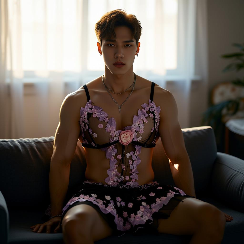 Men's Sexy Lingerie, Wedding Dress Slip, pink Pure Desire, Men's Erotic Lingerie