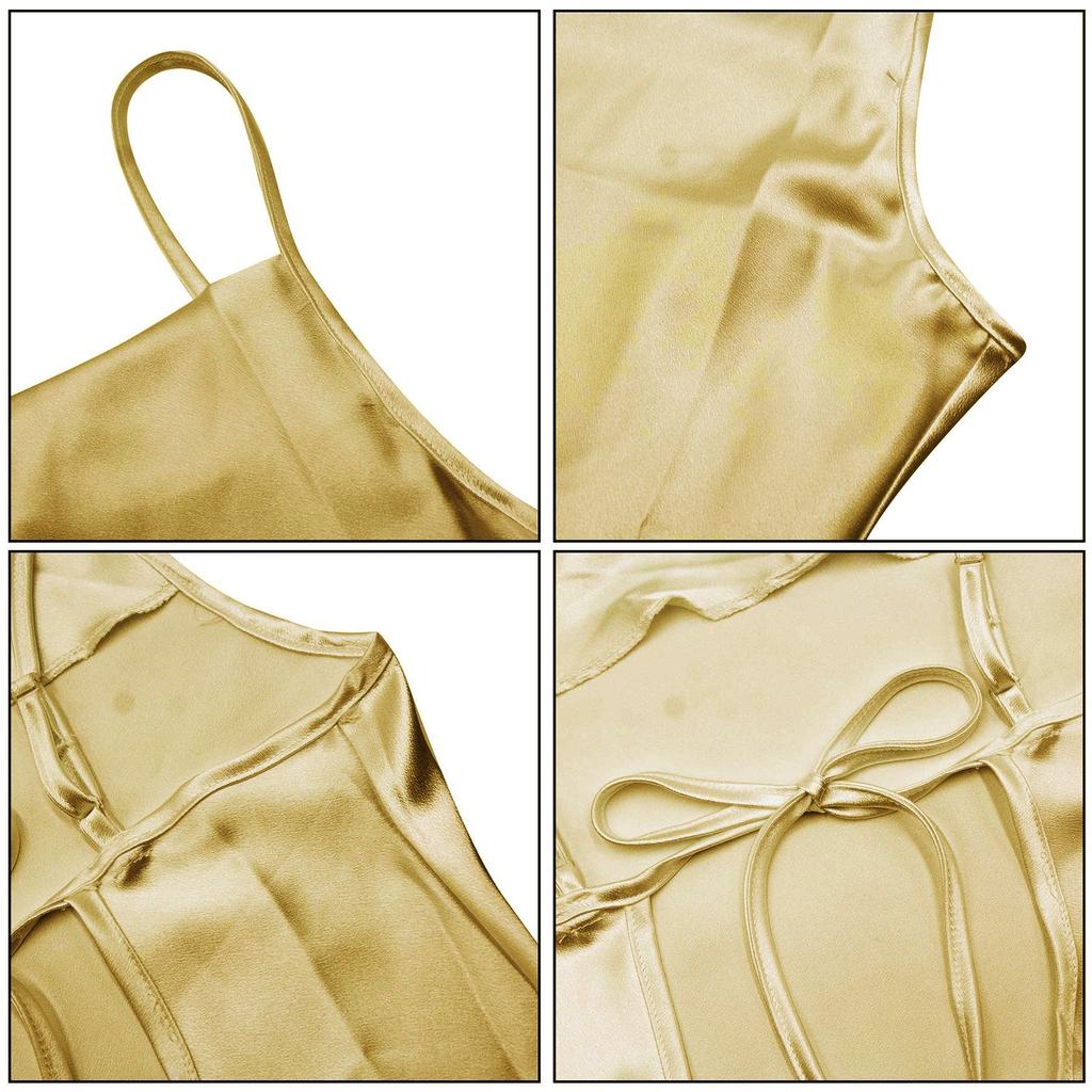 Abito Estivo Raso Spallina Sottile Scollo a Cascata Schiena Nuda Abito Midi Elegante Schiena Bassa Abito da Cocktail
