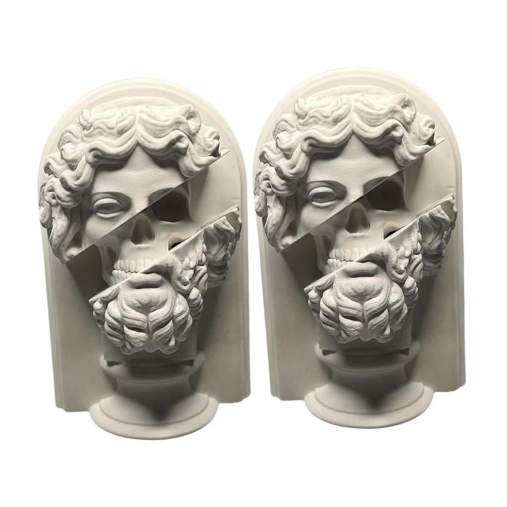 Greek Plaster Statue Sculpture Artistic Sketch Statue Greek Bust Statue for Bookshelf Bedroom Living Room Coffee Table Decor