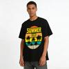Vintage Summer Time Tropical Beach Coconut Tree Print Casual Tee Pure Cotton T-shirt
