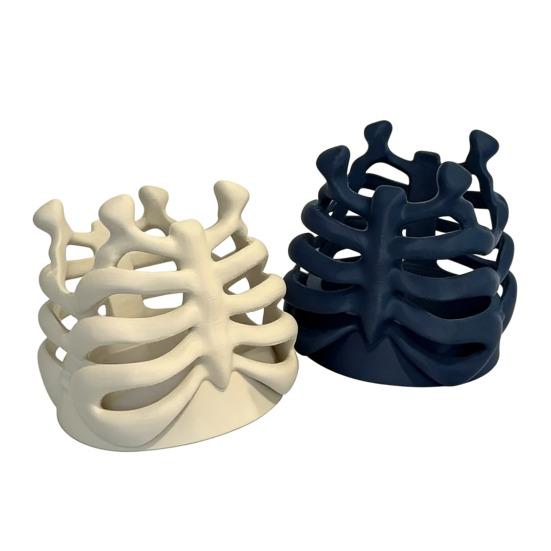 Ribcage Pen Holder Gothic Makeup Brush Holder 3D Printed Anatomy-Themed Skull Pen Holder Desktop Organizer for Vanity Desk Office Room Decor