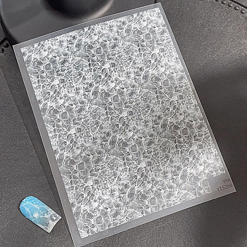 Soft Solid Color Self Adhesive Flat Nail Art Decorations Stickers Manicure Decals Solid Color Ultra-thin White Sea Waves