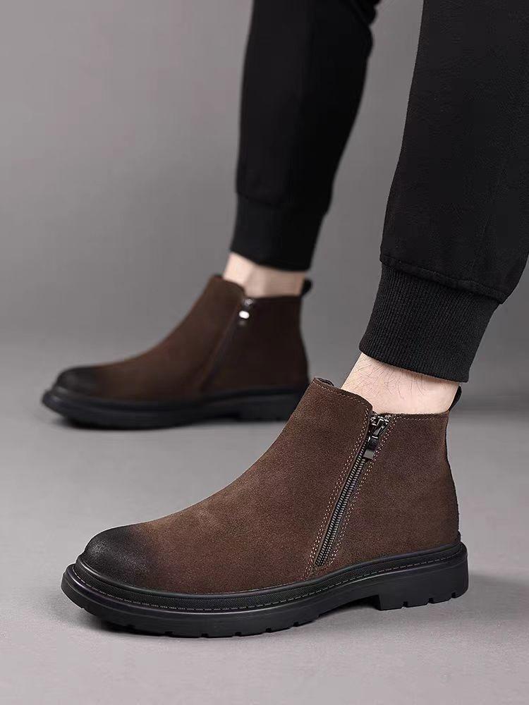 Short boots men s high top casual shoes 2026 spring and autumn new style mid top Chelsea boots men s style 44