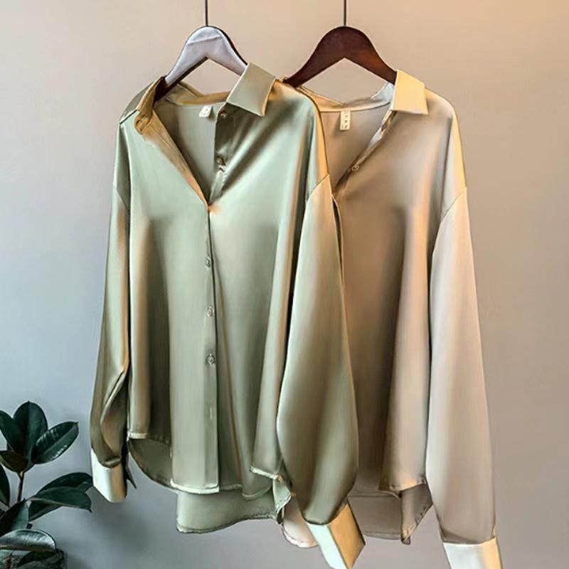 Women's Designer Long Sleeve Silk Shirt - Versatile & Stylish for Spring/Autumn 2026