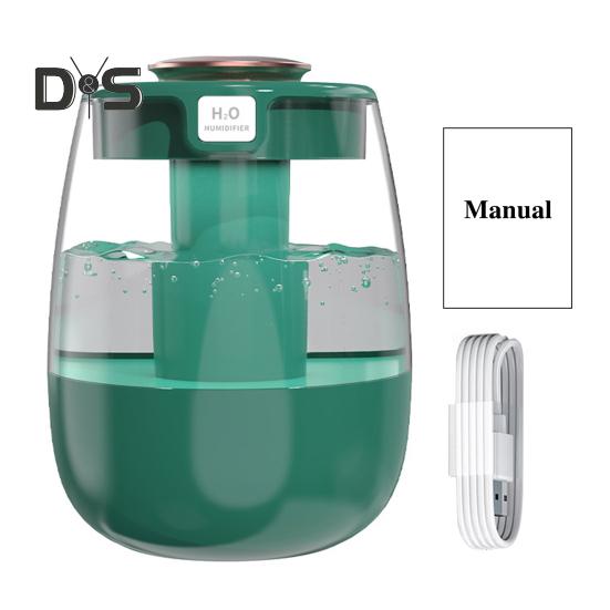 

Увлажнитель воздуха с подсветкой, индикацией влажности, большой емкостью, 3 режимами, USB-увлажнитель, два порта распыления, тихий, для дома, офиса, спальни, эфирное масло зелёный