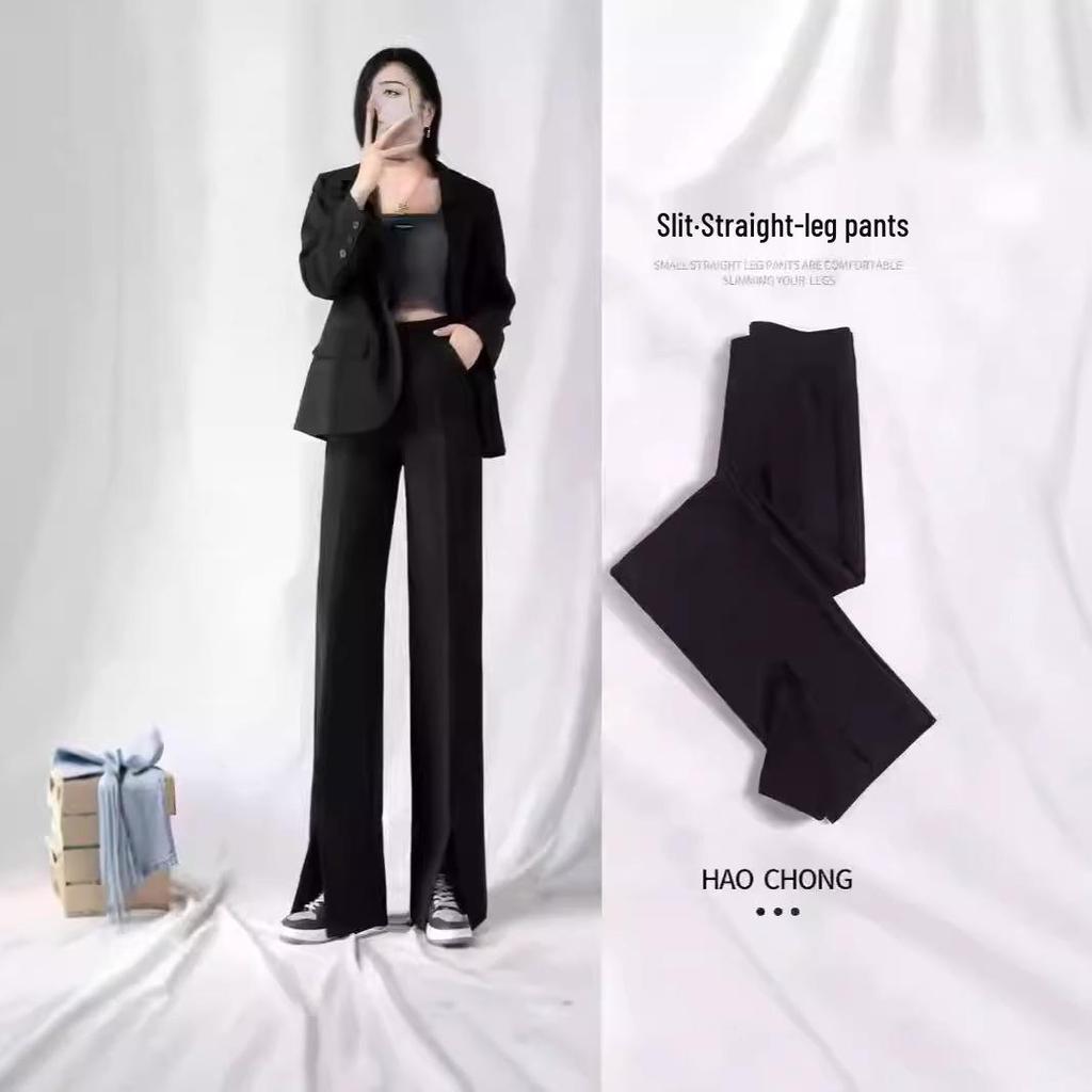 2024 Herbst Damen High-Waist Micro Flare Weitbein Schlitz Anzughose - Vielseitig, Schlankmachend, Lässige Hose