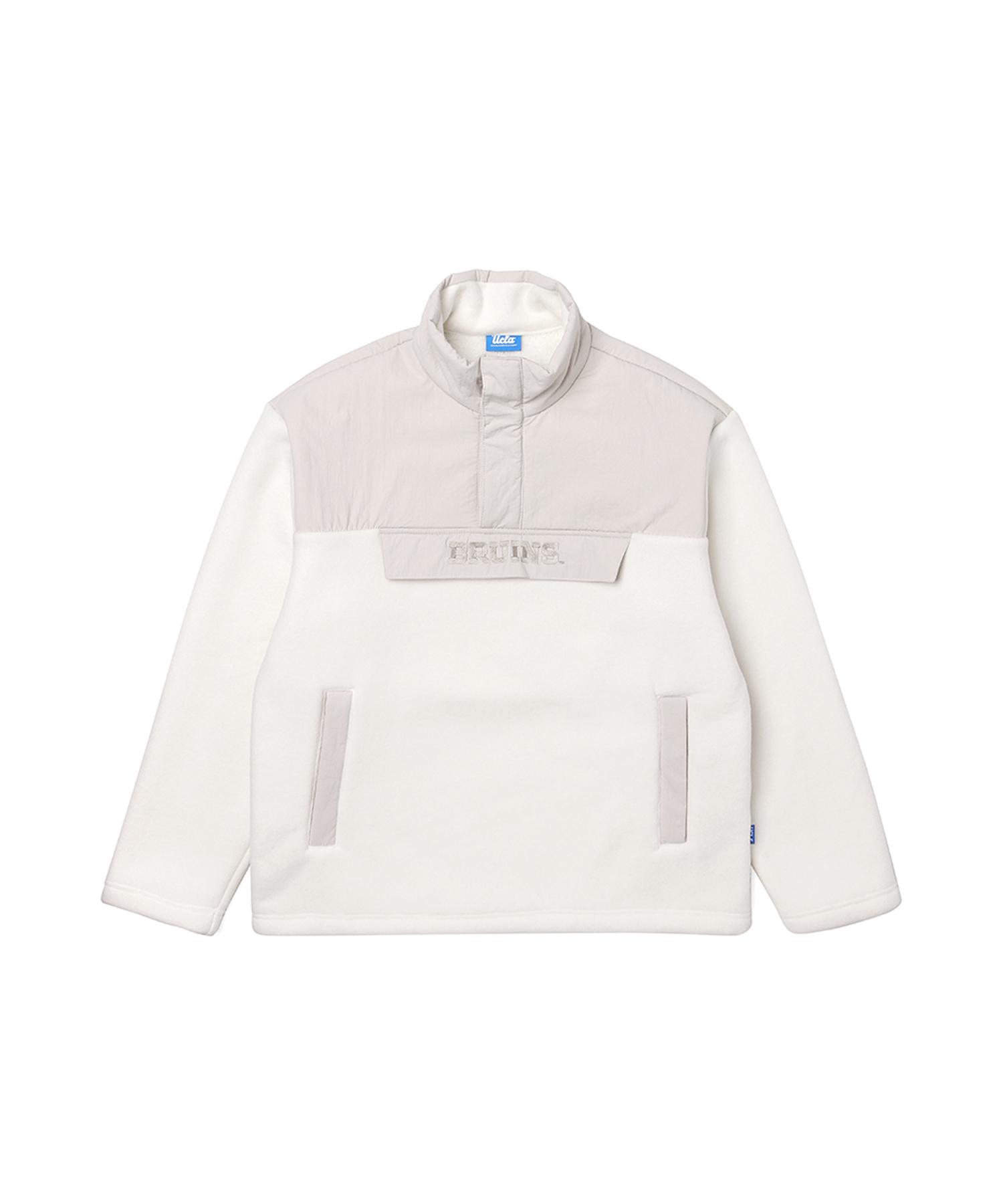 Ucla Men S Polar Fleece Boa Woven Contrast Half-Zip [Cream](Uzbltb3_21) Cream(21)/Xl.