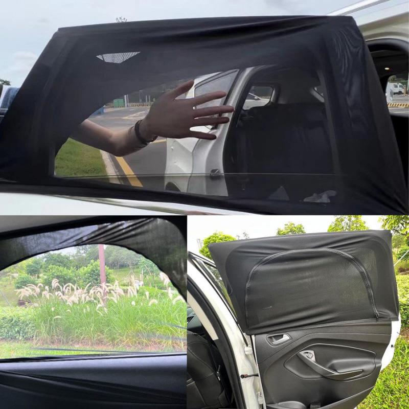 Zipper Style Car Curtain: Anti-Mosquito, Sunshade & Breathable Sun Protection.