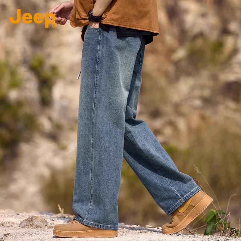 Jeep Men's American High Street Loose Straight Denim Jeans