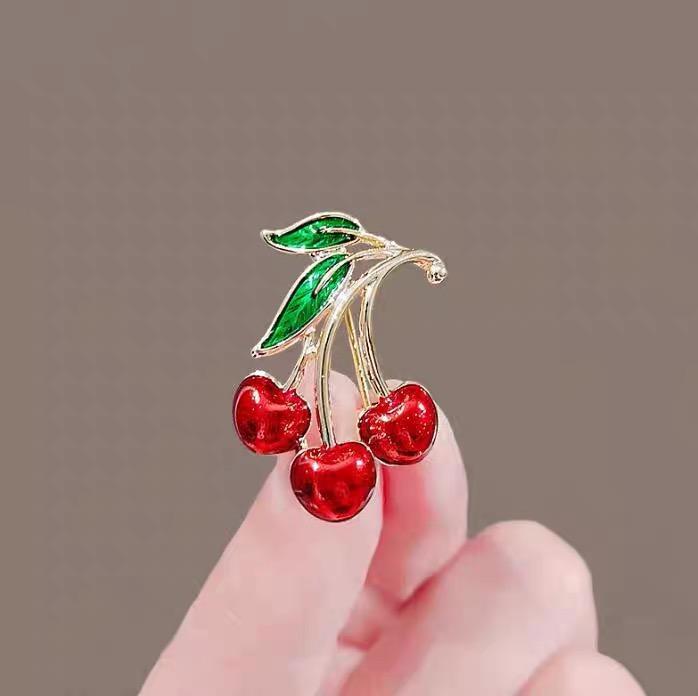 Enamel Cherry Brooches for Women Unisex Enamel Cherries Pins Office Party Collection Friends Gifts Accessories