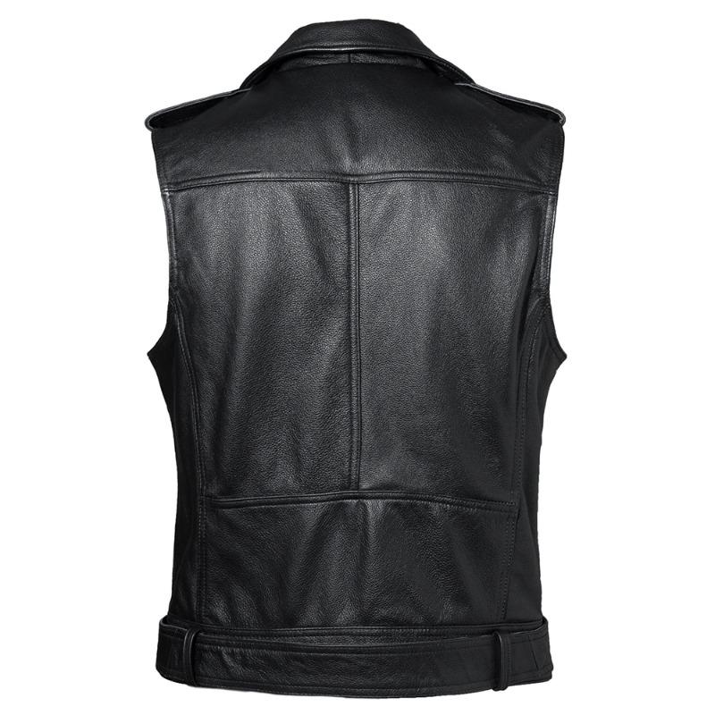 Chinese Size Genuine Leather Vest Men 100% Real Cowhide Slim Fit Motorcycle Vests Biker Sleeveless Jackets Spring Autumn Asian Size M595