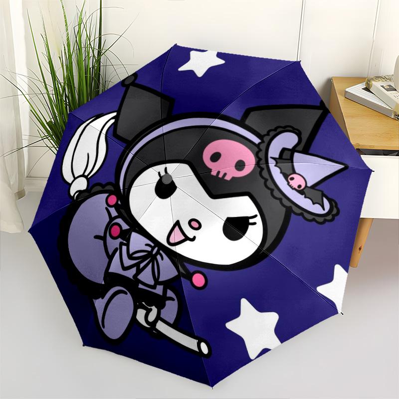 1pc Kuruomi Umbrella Portable Folding Umbrella Iron Frame Hole Bone Structure Outdoor Home Umbrella